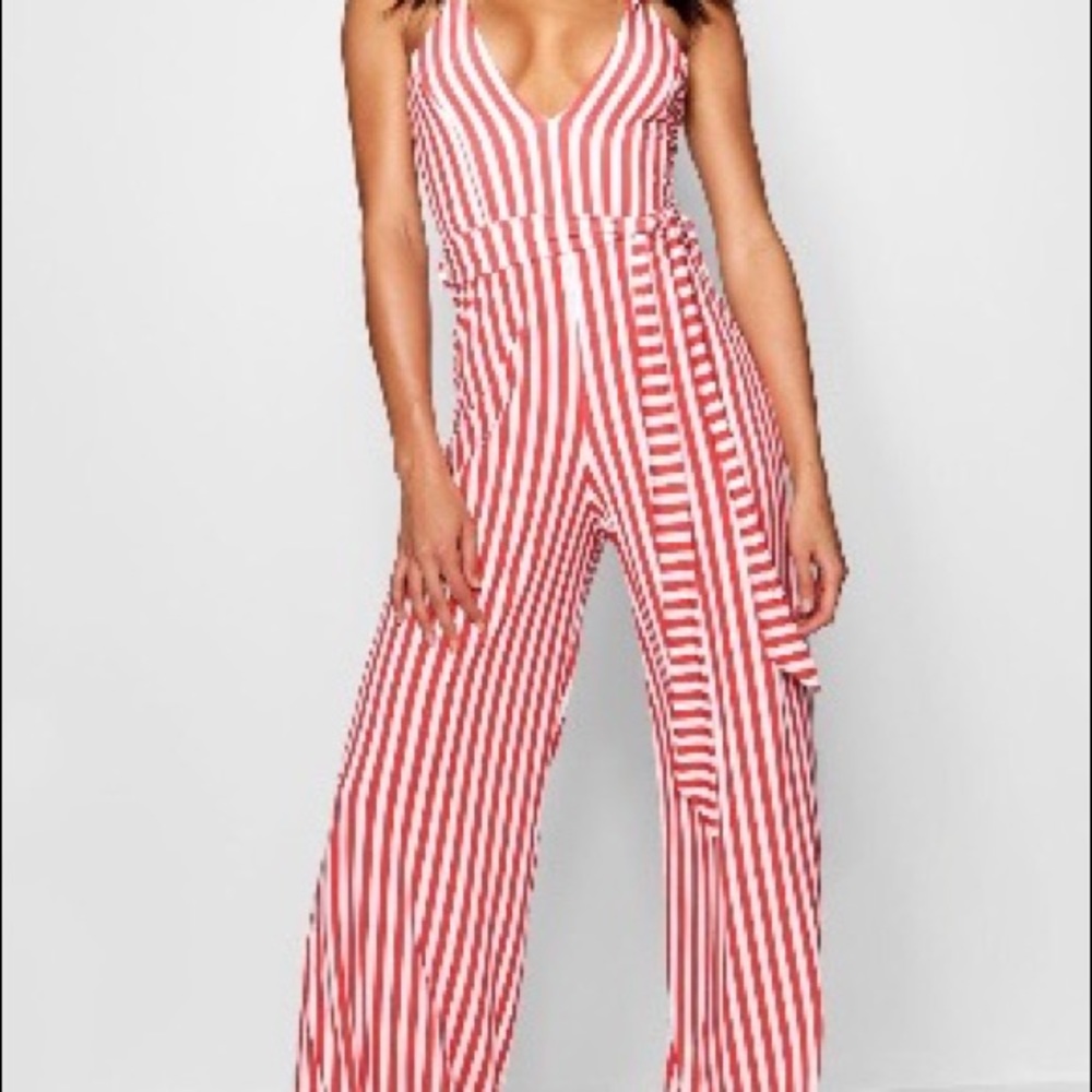 Red/White Long Jumpsuit